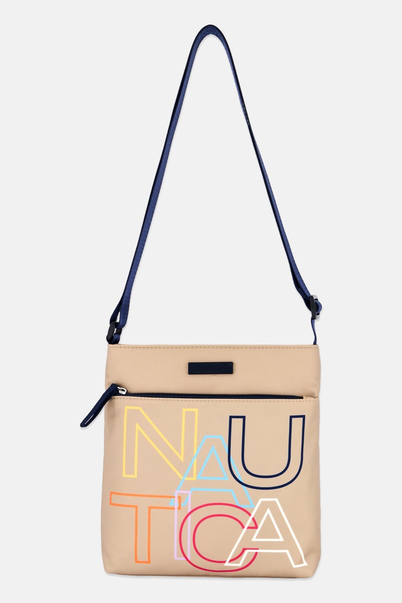 NAUTICA Women Brand Logo Cross Body Bag 25 H x 23 L x 4 W cm, Khaki Combo - Image 1