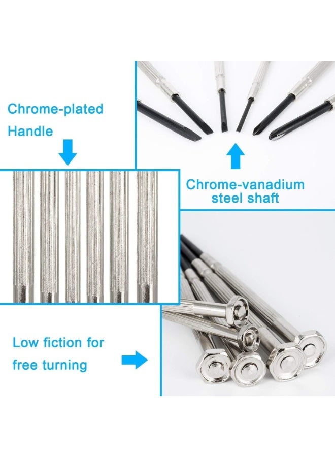 6Pcs Mini Screwdriver Set, Eyeglass Repair Screwdriver, Precision Repair Tool Kit with 6 Different Size Flathead and Philips Screwdrivers, Ideal for Watch, Jewelers (6pcs) - Image 2