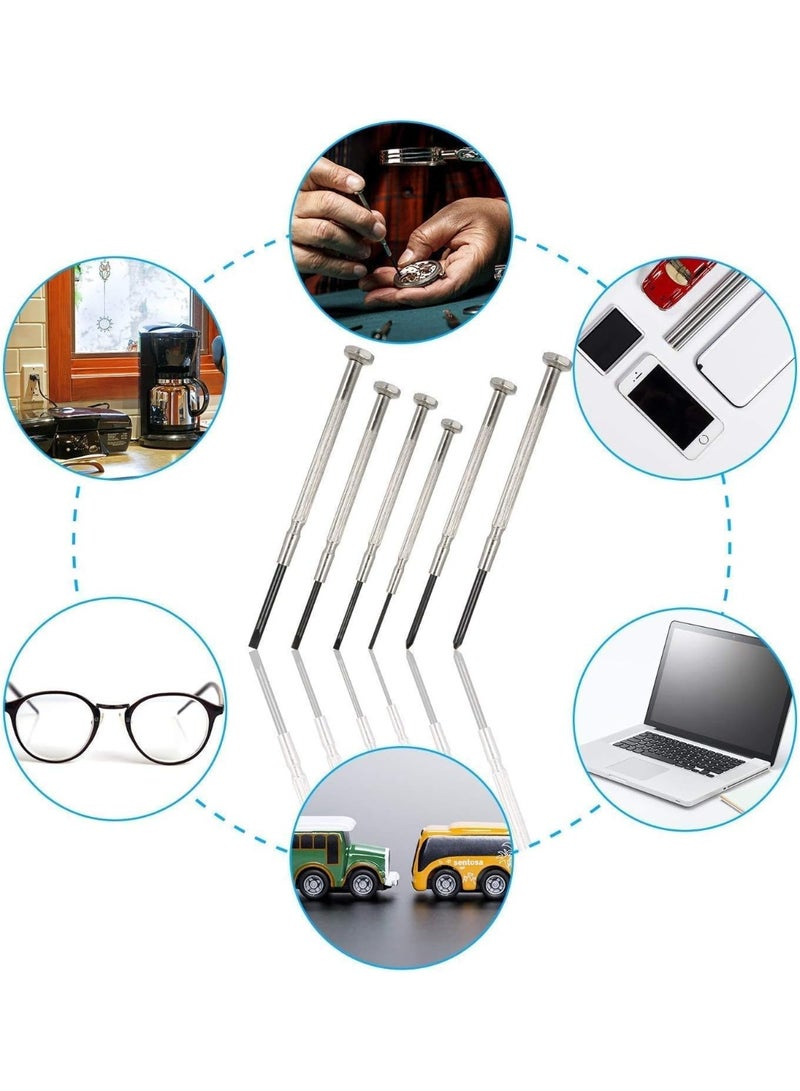 6Pcs Mini Screwdriver Set, Eyeglass Repair Screwdriver, Precision Repair Tool Kit with 6 Different Size Flathead and Philips Screwdrivers, Ideal for Watch, Jewelers (6pcs) - Image 4