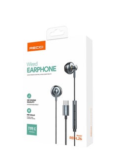 Recci Earphones with microphone Type C wired and volume control buttons, compatible with all devices, black  - Image 4