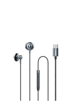 Recci Earphones with microphone Type C wired and volume control buttons, compatible with all devices, black  - Image 3