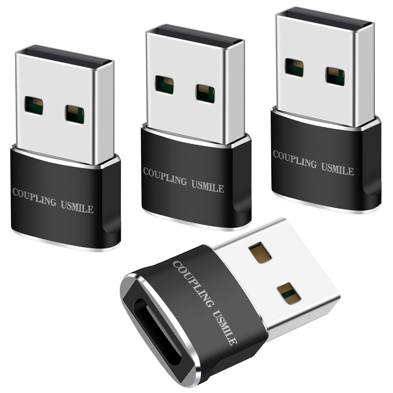 COUPLING USMILE USB to USB C Adapter 4 Packs for iPhone Fast Charging, Transfer and Type C OTG Convert. USBC to A Compatible with iPhone 17/16/15 Plus Pro Max,iPad Pro Air 7/6/5 Almost USB Devices - Image 1