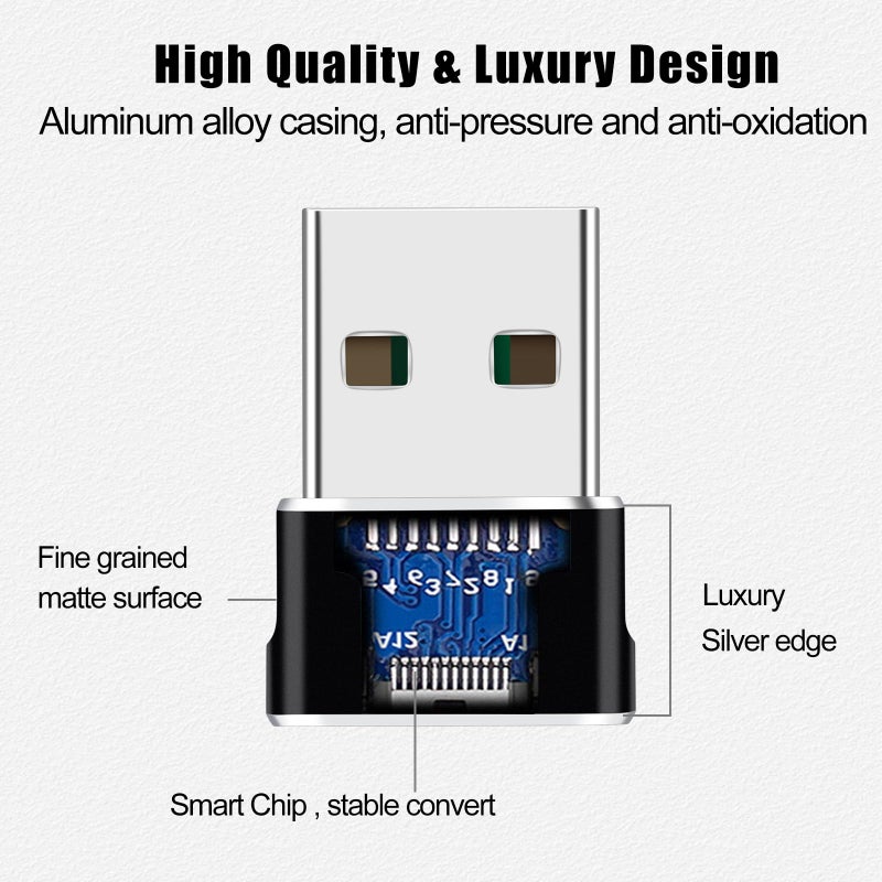 COUPLING USMILE USB to USB C Adapter 4 Packs for iPhone Fast Charging, Transfer and Type C OTG Convert. USBC to A Compatible with iPhone 17/16/15 Plus Pro Max,iPad Pro Air 7/6/5 Almost USB Devices - Image 5