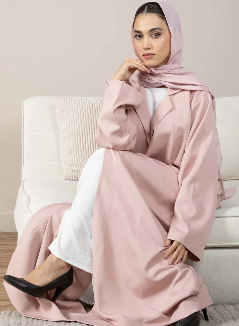 أم سكوير فاشن عباية أنيقة وردية بتصميم معطف مع شيلة مطابقة