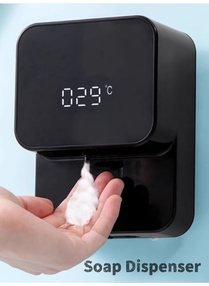 Fully Automatic Wall Mounted Intelligent Foam Soap Dispenser with Mobile Phone Charging Elegant Black - Image 1