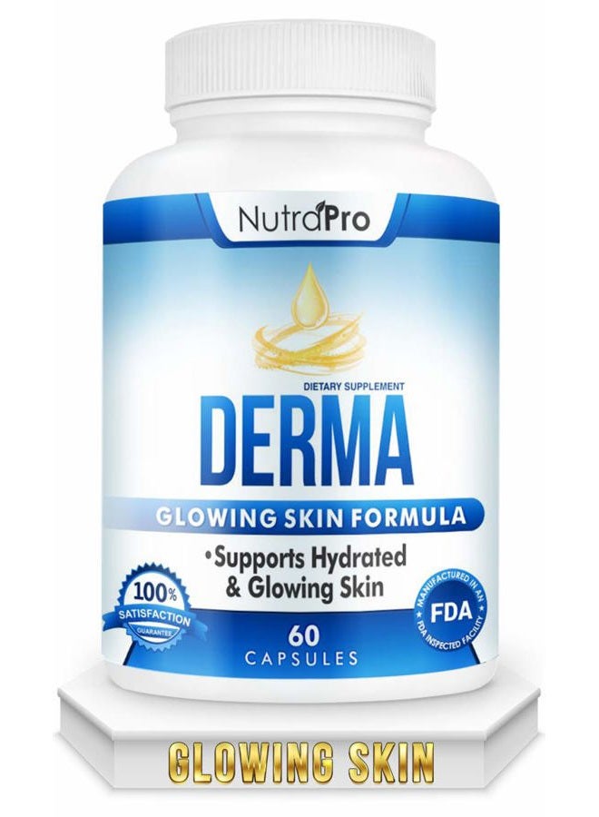 NutraPro Dermal Repair Complex for Hydrated, Glowing Skin –Anti Aging Supplement with Phytoceramides & Alpha Lipoic Acid. Fast Results Hydration Pills Enhances Smoothness & Reduces Wrinkles. 60 Liquid Capsules - Image 1
