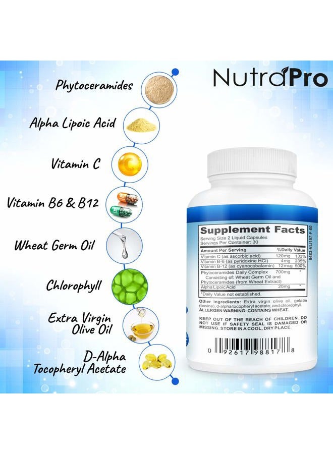 NutraPro Dermal Repair Complex for Hydrated, Glowing Skin –Anti Aging Supplement with Phytoceramides & Alpha Lipoic Acid. Fast Results Hydration Pills Enhances Smoothness & Reduces Wrinkles. 60 Liquid Capsules - Image 5