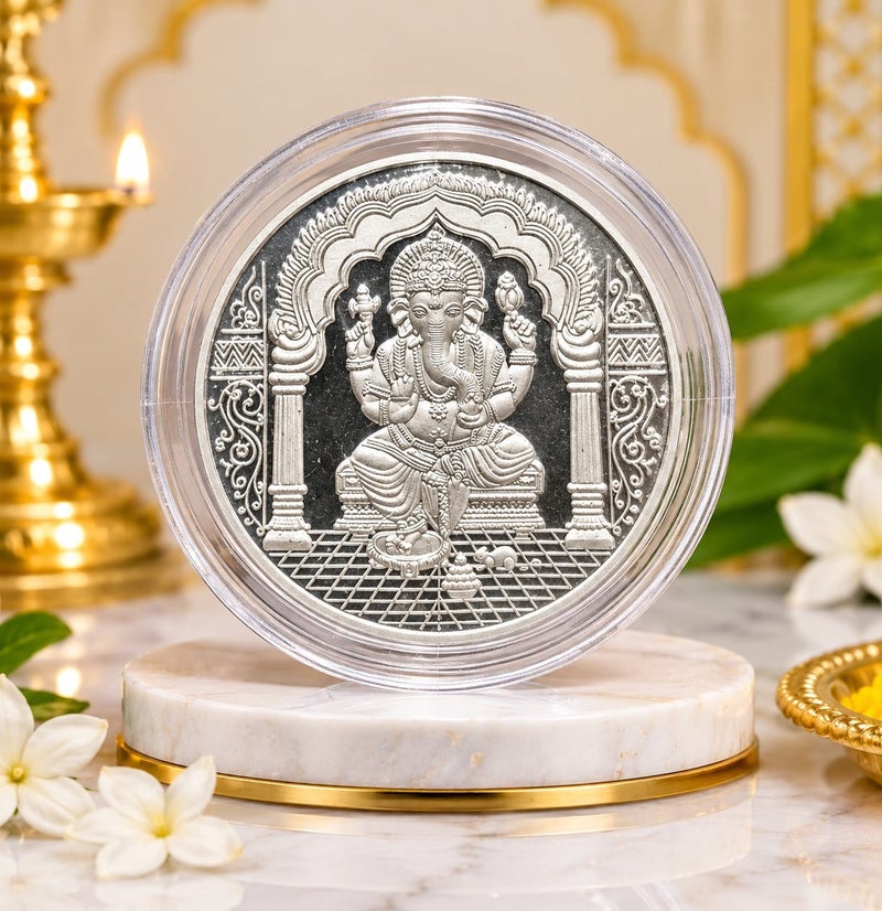 KHUSHBOO JEWELS 10G 999 FINE PURE SILVER GANESH JI  COIN - Image 1