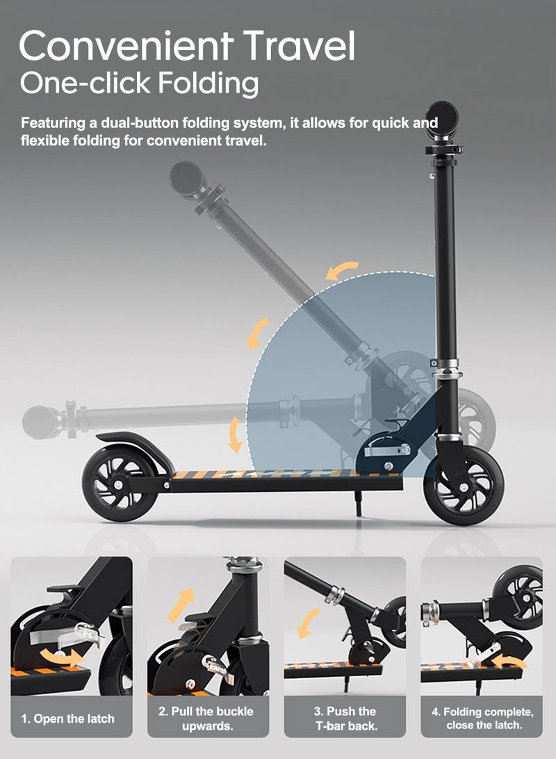 sway سكوتر قابل للطي، مع مقبض قابل للتعديل، سهل الطي، للأطفال من 6-12 سنة - Image 3