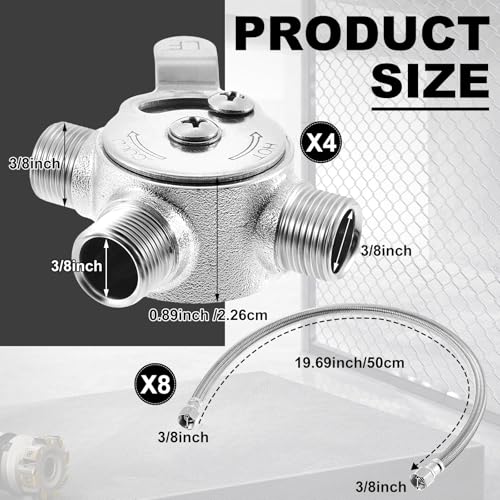 Yaocom 4 Pcs 38 Manual Mixing Valve Hot Cold Water Temperature Mixer Thermostatic Mixing Valve for Home and Bathroom Below Deck to Adjust Water Temperature 8 Braided Faucet Connector Included - Image 3