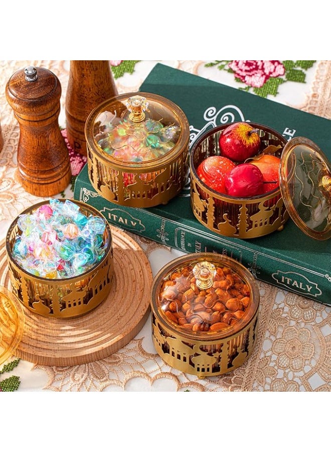 2Pcs Ramadan Trays with Lid Metal Gold Eid Mubarak Tray Ramadan Plate Ramadan Decorations Ramadan Food Storage Container for Serving Cookie Candy Pastry Dessert Eid Party, YB-Candy01L - Image 5