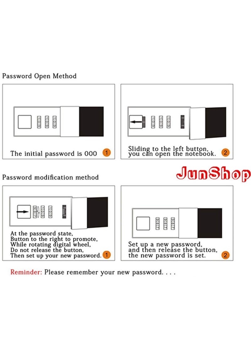 Password Lock Diary Creative Cute Notebook Digital Lock Notepad A5 with Lock Hand Ledger Student Stationery for Writing Notes and Diary Gifts for Girls - Image 3