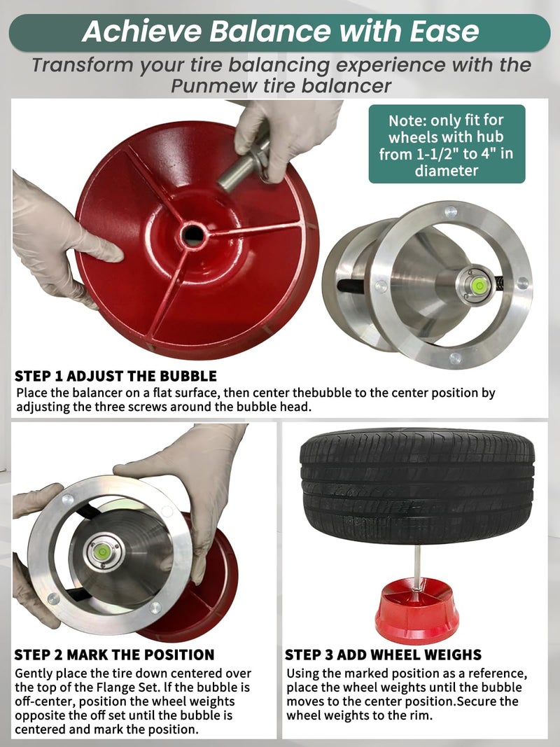 Punmew Tire Balancer Portable Bubble Wheel Balancer Tire Changer with Bubble Level for Car Light Truck Wheel Balancing - Image 4