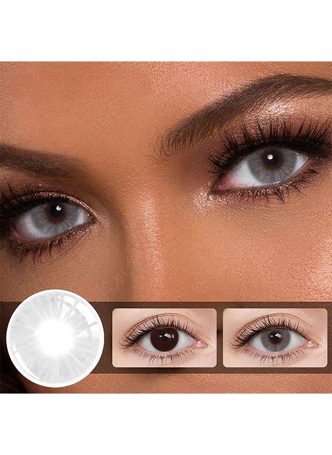 UYAAI ICE Gray Yearly Colored Contact Lenses, Unisex Cosmetic Contact Lenses, Natural Fashion Lenses, With Case  - Image 1
