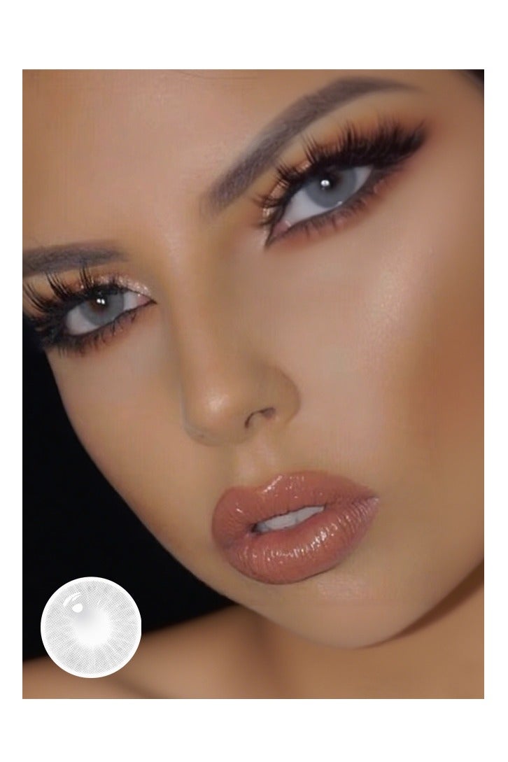UYAAI ICE Gray Yearly Colored Contact Lenses, Unisex Cosmetic Contact Lenses, Natural Fashion Lenses, With Case - Image 1