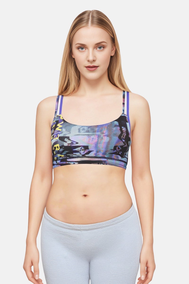 Reebok Women Allover Print Non-Padded Sports Bra, Multicolor - Image 1