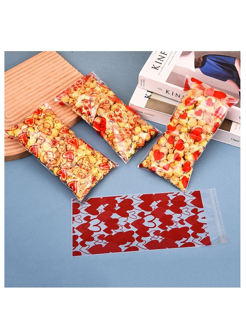4 Mix Styles 50Pcs/Pack Transparent Love Heart Cookie Treat Sweet Bags Plastic Candy Bags For Valentine's Day Wedding Party Baking Opp Flat Mouth - Image 2