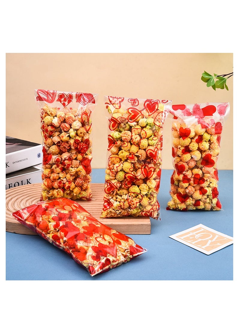 4 Mix Styles 50Pcs/Pack Transparent Love Heart Cookie Treat Sweet Bags Plastic Candy Bags For Valentine's Day Wedding Party Baking Opp Flat Mouth - Image 3
