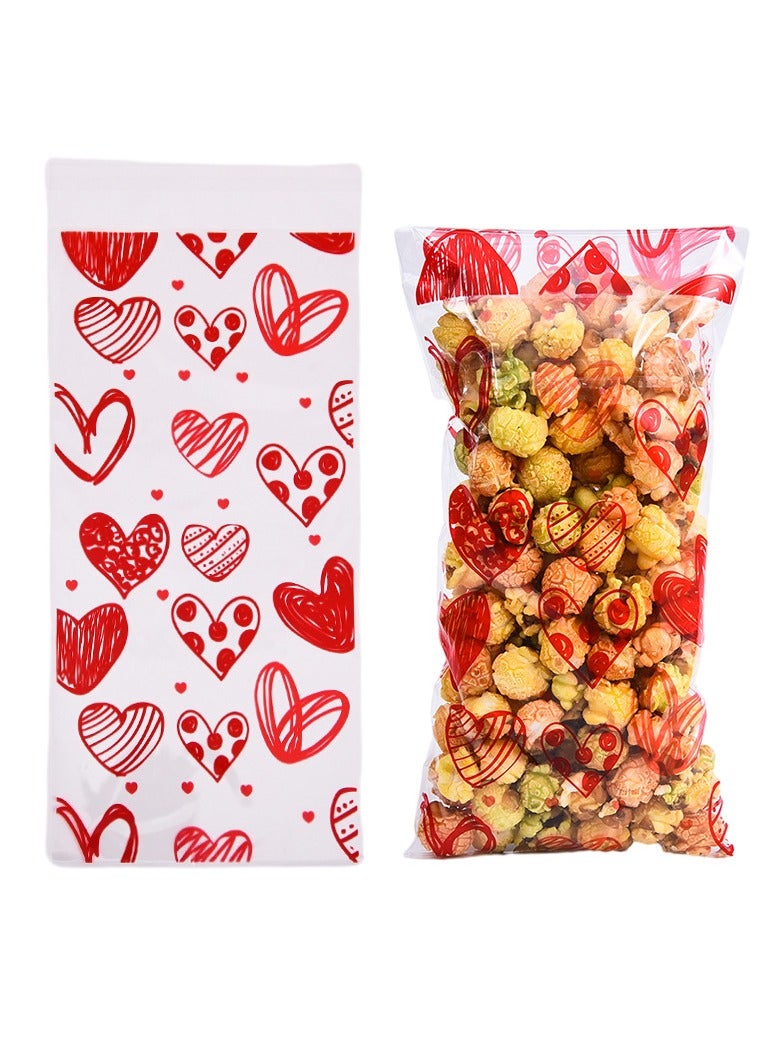 4 Mix Styles 50Pcs/Pack Transparent Love Heart Cookie Treat Sweet Bags Plastic Candy Bags For Valentine's Day Wedding Party Baking Opp Flat Mouth - Image 5