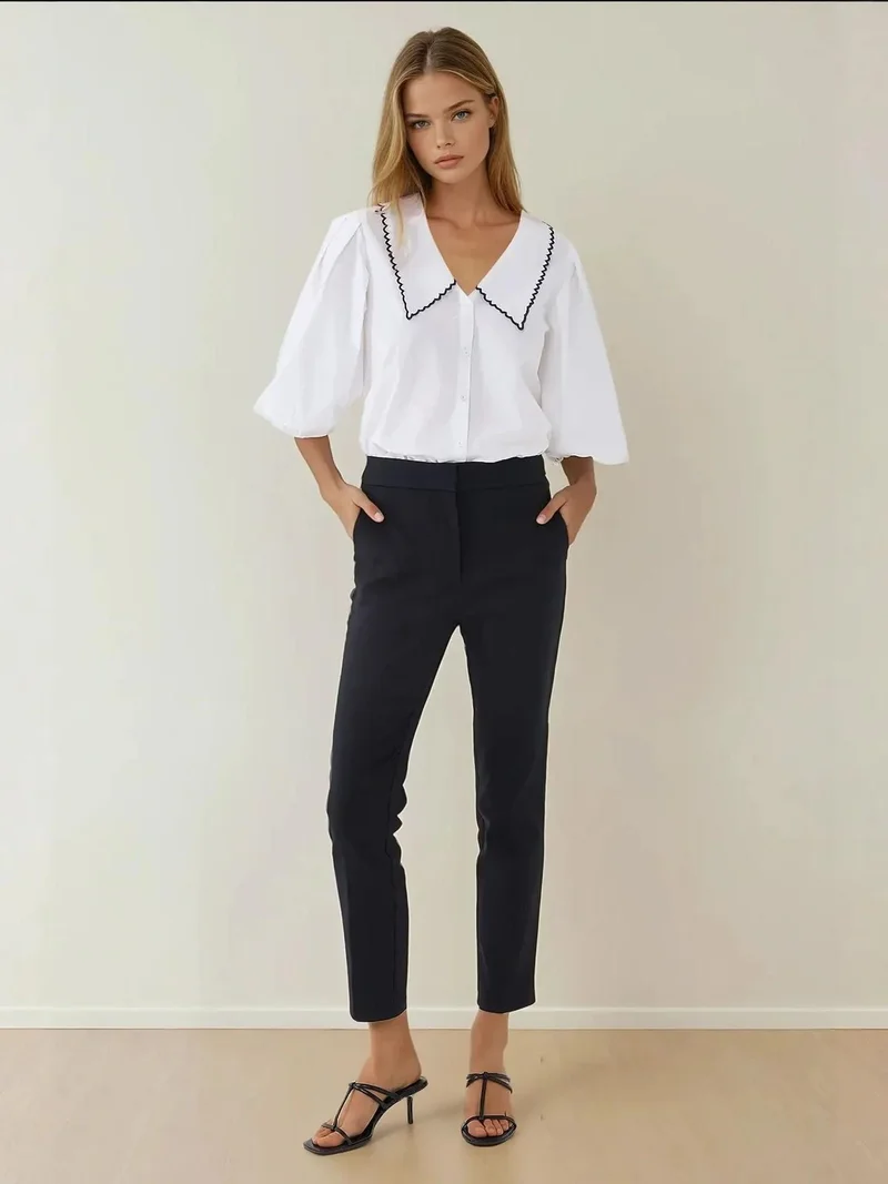 HICCUP Exclusive Tailored High Waist Cigarette Suit Pants