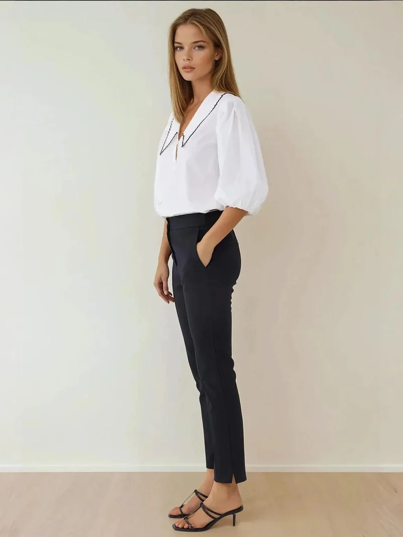 HICCUP Exclusive Tailored High Waist Cigarette Suit Pants