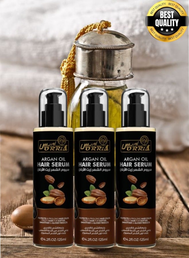 أوريس 3 قطع سيروم الشعر بزيت الأرجان يحمي ويطيل لون الشعر والشعر المجعد للحصول على نتائج أكثر نعومة ولمعانًا 125 مل - Image 1