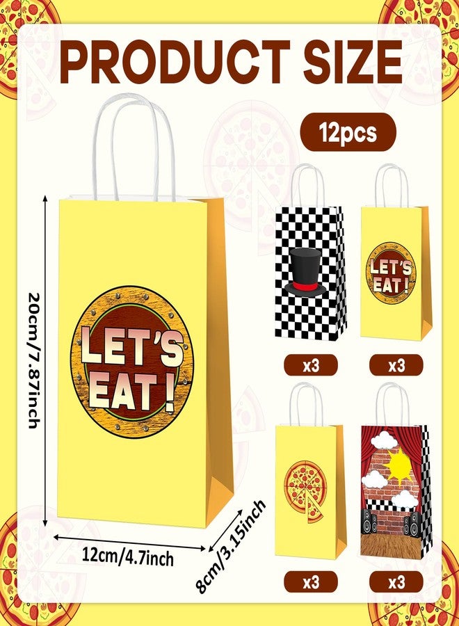 MinFyberd Night Party Favor Bags Horror Game Party Decoration Video Game Paper Gift Bags with Handles Red Brick Checkered Pizza Goodie Candy Treat Bag Spooky Creepy Bear Themed Birthday Supplies 12Pcs - Image 2