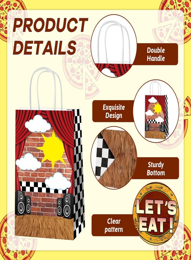 MinFyberd Night Party Favor Bags Horror Game Party Decoration Video Game Paper Gift Bags with Handles Red Brick Checkered Pizza Goodie Candy Treat Bag Spooky Creepy Bear Themed Birthday Supplies 12Pcs - Image 3