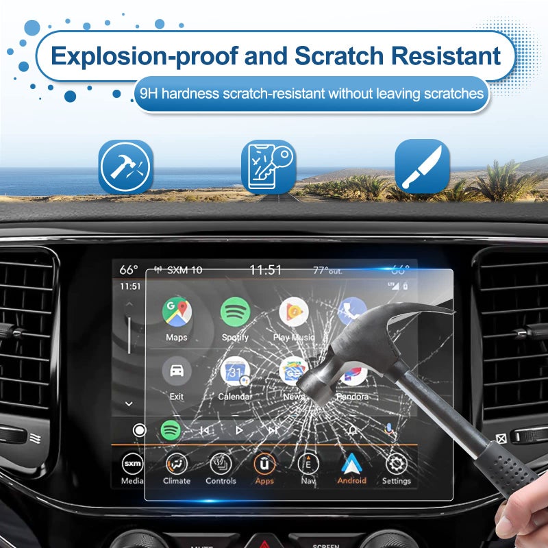 Coleya 2019-2024 2025 Grand Cherokee Screen Protector for Jeep Grand Cherokee (Laredo/Altitude) 8.4-inch Touchscreen, 9H Tempered Glass 2025 Grand Cherokee Accessories HD Transparent Uconnect 8.4" - Image 5