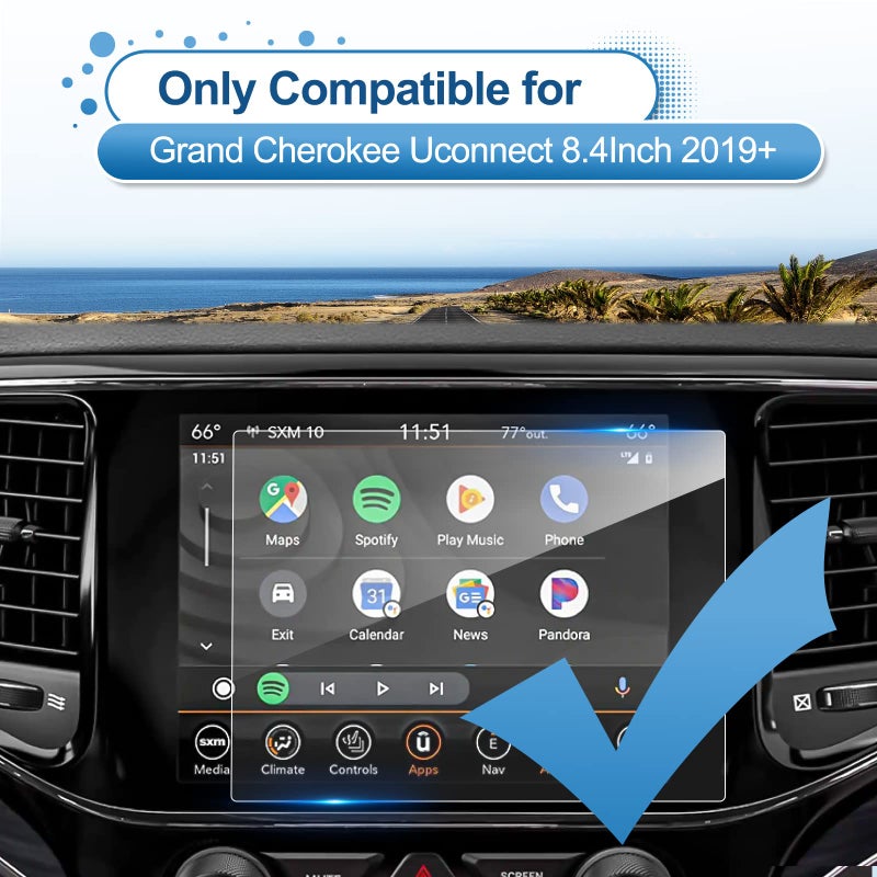Coleya 2019-2024 2025 Grand Cherokee Screen Protector for Jeep Grand Cherokee (Laredo/Altitude) 8.4-inch Touchscreen, 9H Tempered Glass 2025 Grand Cherokee Accessories HD Transparent Uconnect 8.4" - Image 2