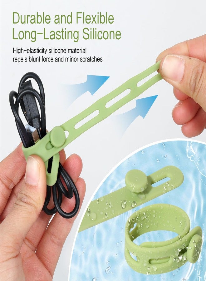 Donruby 24Pcs Silicone Cable Ties Cord Organizer Wrap - Reusable Washable Wire Ties Management with Lock Buckle, Adjustable Fastening Cable Strap Tie, Multi-purpose High Elastic Cord Organizer(4 Colors) - Image 4