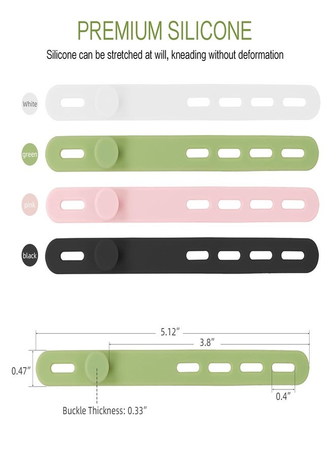 Donruby 24Pcs Silicone Cable Ties Cord Organizer Wrap - Reusable Washable Wire Ties Management with Lock Buckle, Adjustable Fastening Cable Strap Tie, Multi-purpose High Elastic Cord Organizer(4 Colors) - Image 2