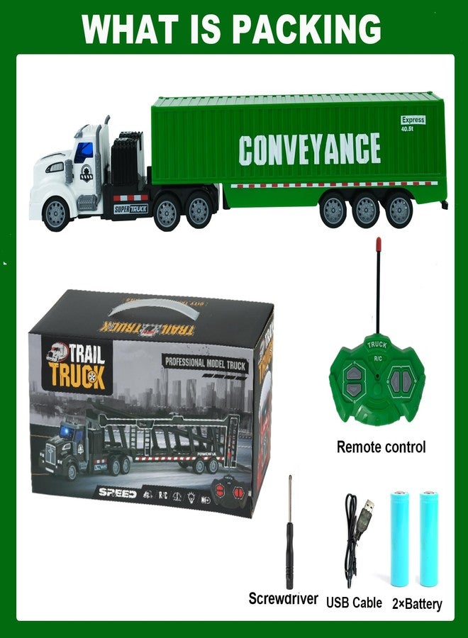 CALEST Remote Control Semi Truck with Trailer, 14" 1:48 Trailer Truck Toy, Equipped with 2 Rechargeable Batteries, Gifts Ideas for Boys Age 3-8 Year Old - Image 4
