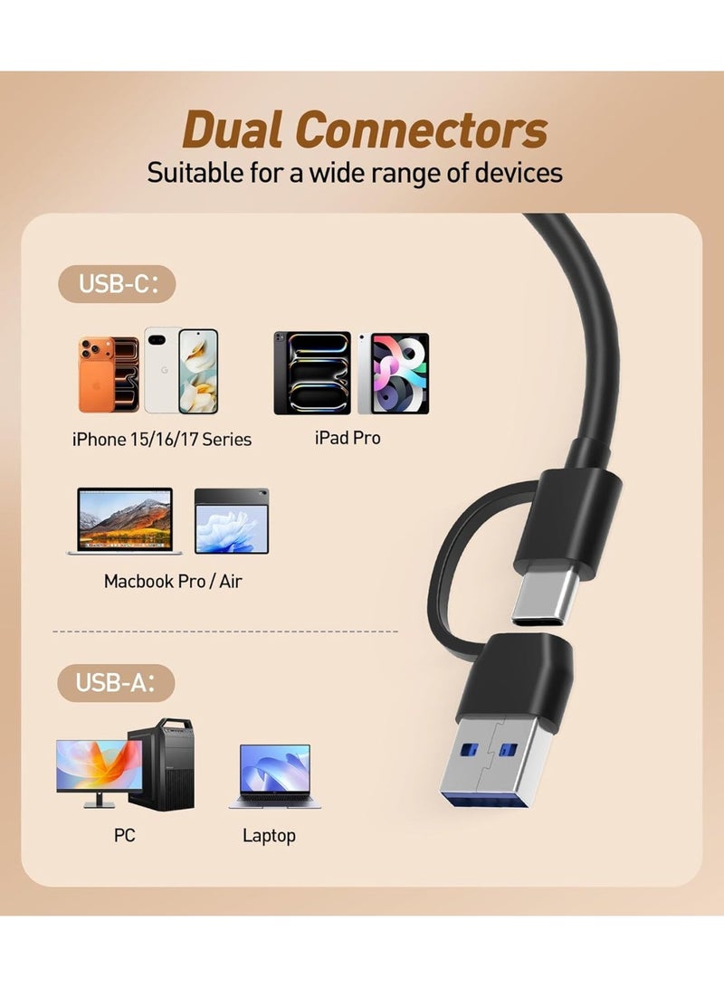 FDTY 6-in-1 Smart Card Reader with USB-C & USB-A - CAC & PIV Card Reader, SIM Card Adapter, SD/TF/Memory Stick Pro Duo/M2/MMC Memory Card Reader for Windows, Mac, Linux – Plug and Play - Image 2