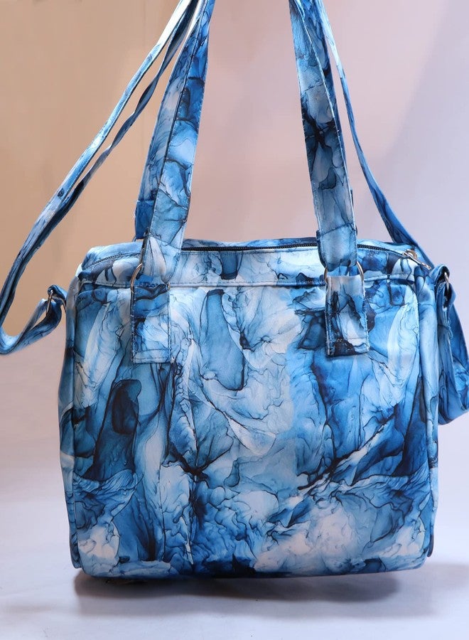 Shelzi Women's Handbag for Stylish Ladies Shoulder Crossbody Purse, Shopping Hand Bag, Travel Storage Tote Bag, Polyester Fabric Purse Side in Comes Two Pockets and Zipper Closure Bag - (Multicolor) - Image 2