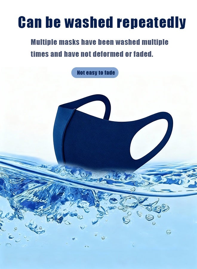 10 Pcs Reusable Fabric Face Masks, 3D Ergonomic Design Breathable & Washable Face Masks for Adults, Comfortable Earloop & Sun Protection,Haze blue and royal blue - Image 5
