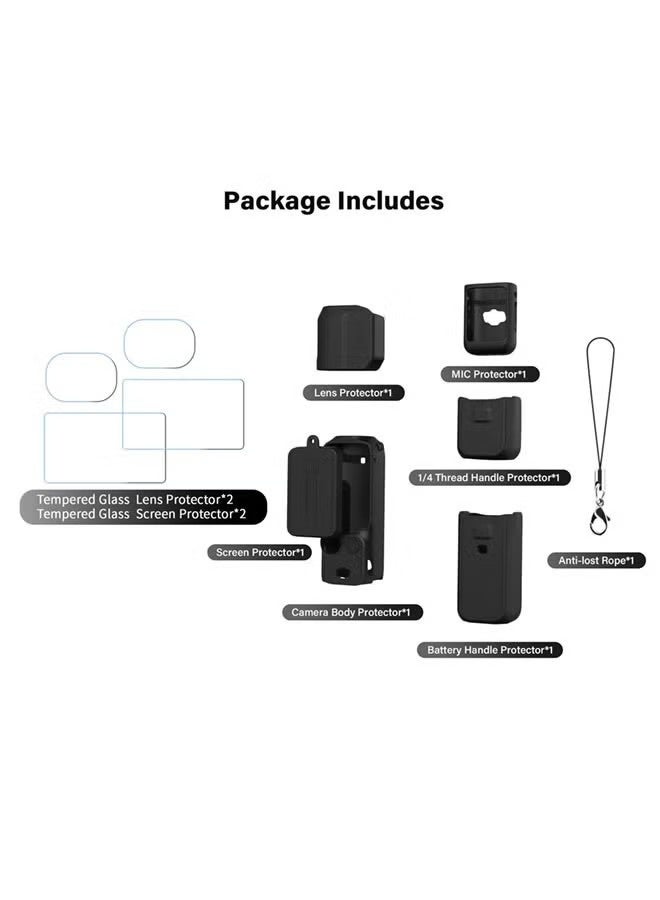 DJI OSMO Pocket 3 Accessory Kit, Silicone Protective Case Cover, Tempered Glass Screen Protector, Lens Protector - Image 2