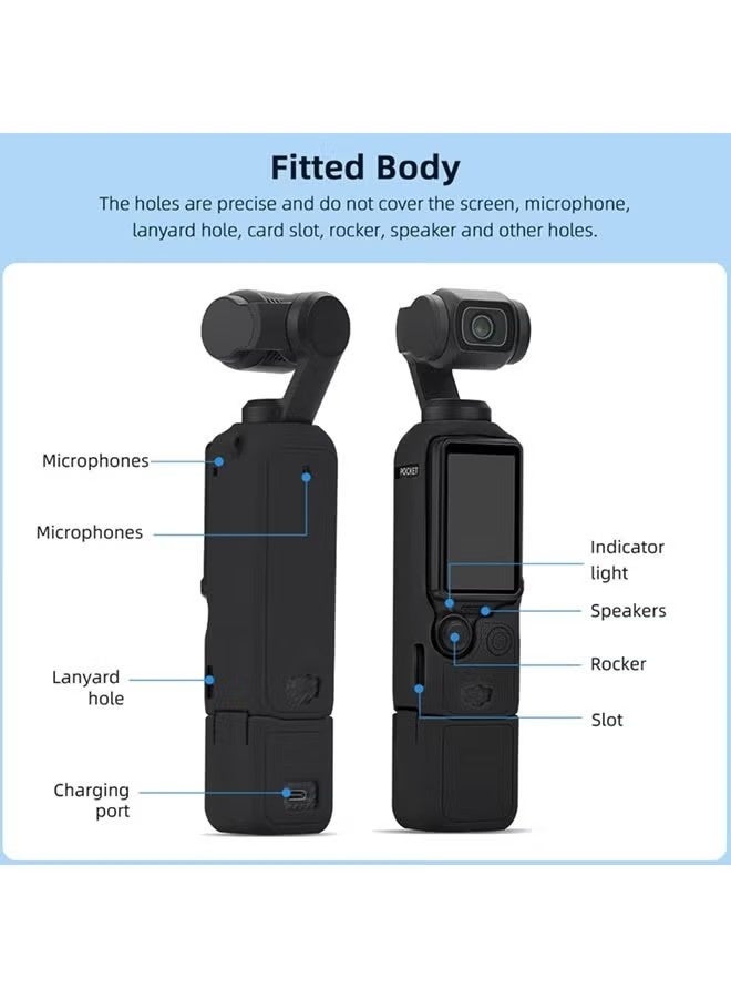 DJI OSMO Pocket 3 Accessory Kit, Silicone Protective Case Cover, Tempered Glass Screen Protector, Lens Protector - Image 3