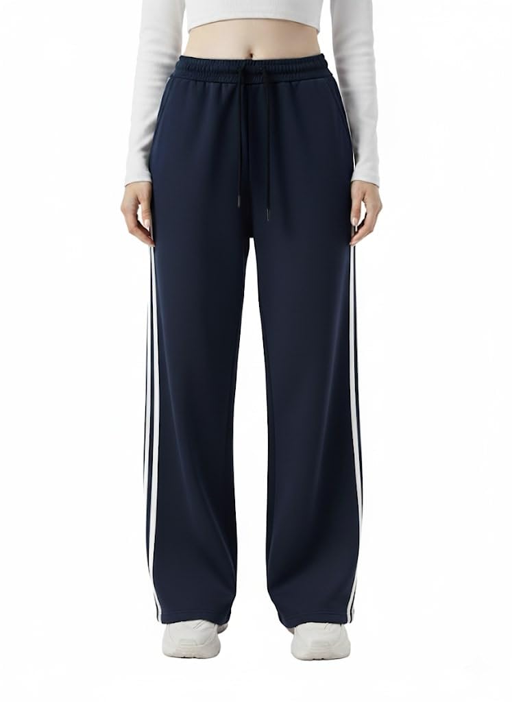 FASHA Women Joggers – High Waist Cotton Track Pants with Pockets | Gym Jogger Pants for Women | Casual Travel Lounge Wear Navy - Image 1