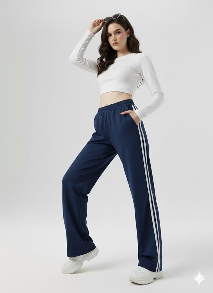 FASHA Women Joggers – High Waist Cotton Track Pants with Pockets | Gym Jogger Pants for Women | Casual Travel Lounge Wear Navy - Image 5