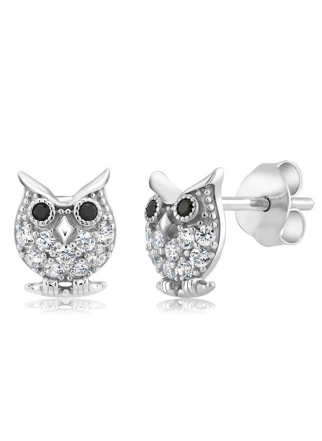 GEM STONE KING 925 Sterling Silver Owl Pendant Earrings Set For Women With 18 Inch Chain  - Image 4
