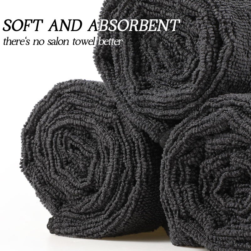 Shimeyao 24 Pack Bleach Proof Towels Microfiber Absorbent Resistant Hair Hand Towels Bulk Quick Dry for Barber Gym Bath Spa Shaving (Black,16 x 29 Inch) - Image 3