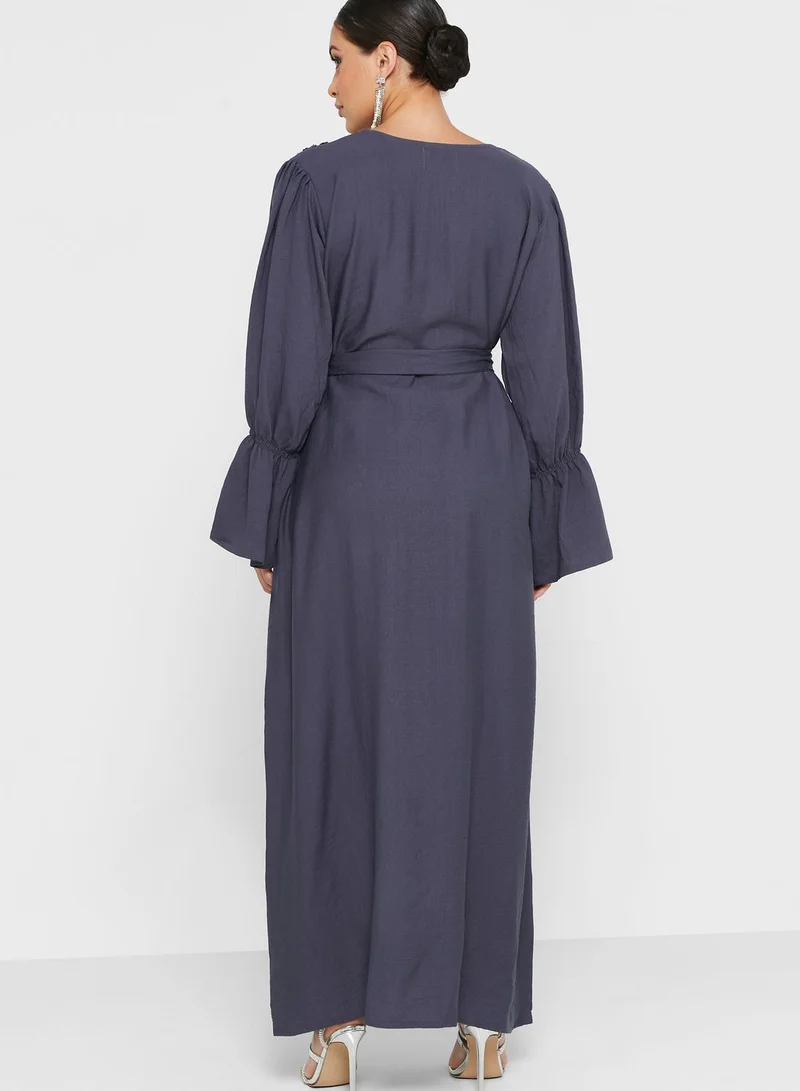 hayas closet Embellished Belted Jalabiya