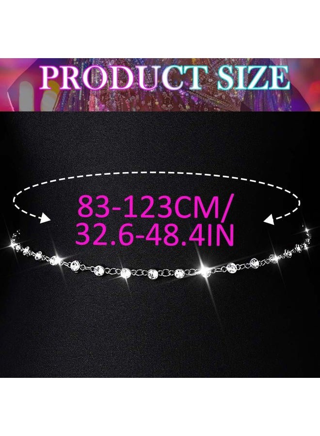 Nicute Boho Rhinestone Belly Chain Waist Chains Summer Crystal Body Jewelry for Women and Girls (Silver) - Image 5