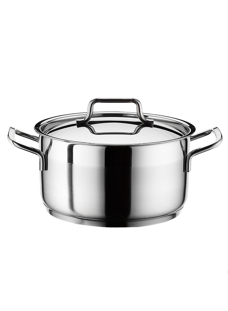Hascevher 22CM x 12 Stainless Steel Anett Cooking Pot with Tight-Fitting Lid Silver Multipurpose Kitchen Cookware for Induction Gas Electric Stoves Dishwasher Safe - Image 1
