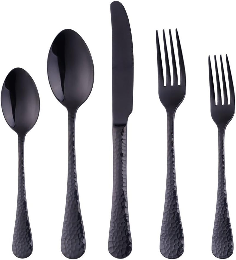 Bisda 20Piece Black Flatware Silverware Set Bisda Stainless Steel Cutlery Sets Multipurpose Use for Home Kitchen Restaurant Hotel Tableware Utensil Service for 4 - Image 1