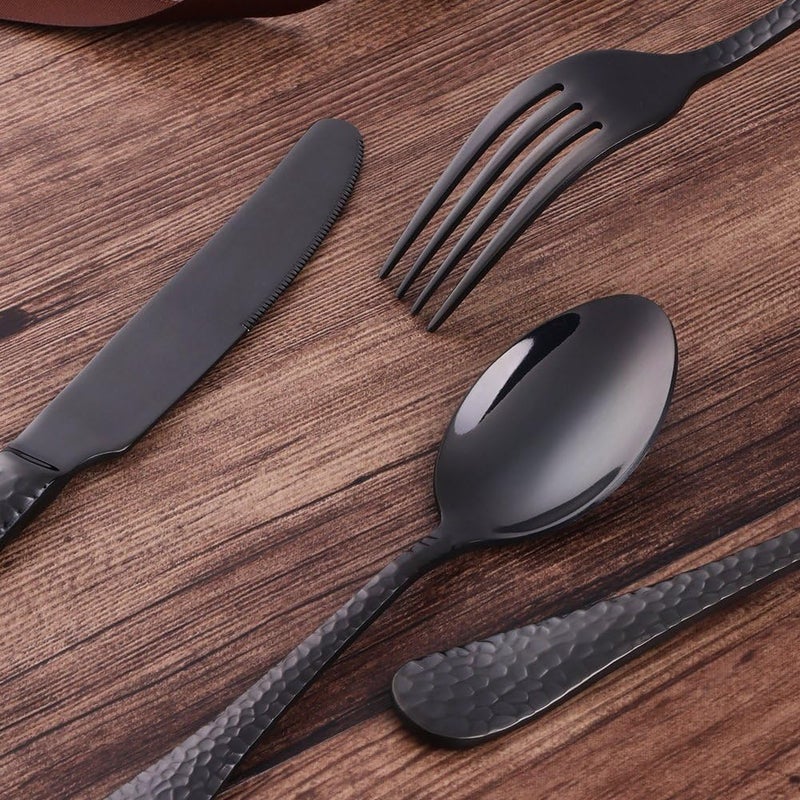 Bisda 20Piece Black Flatware Silverware Set Bisda Stainless Steel Cutlery Sets Multipurpose Use for Home Kitchen Restaurant Hotel Tableware Utensil Service for 4 - Image 5