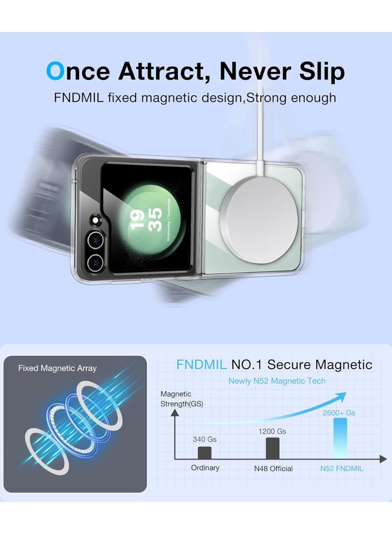 جراب لموبايل سامسونج جالاكسي Z Flip 5 ماج سيف شفاف يدعم الشحن اللاسلكي المغناطيسي، حماية ضد الصدمات، مقاوم للخدش لموبايل سامسونج جالاكسي Z Flip 5 - شفاف - Image 4
