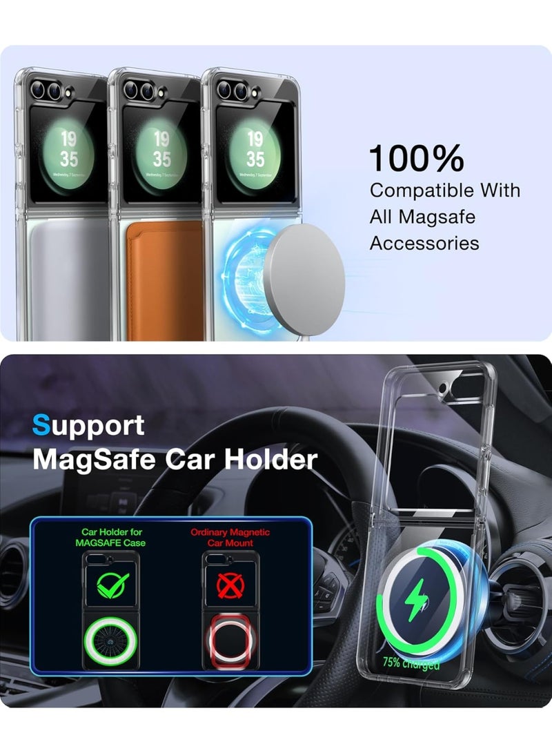 جراب لموبايل سامسونج جالاكسي Z Flip 5 ماج سيف شفاف يدعم الشحن اللاسلكي المغناطيسي، حماية ضد الصدمات، مقاوم للخدش لموبايل سامسونج جالاكسي Z Flip 5 - شفاف - Image 3