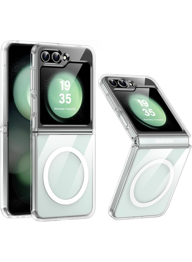 جراب لموبايل سامسونج جالاكسي Z Flip 5 ماج سيف شفاف يدعم الشحن اللاسلكي المغناطيسي، حماية ضد الصدمات، مقاوم للخدش لموبايل سامسونج جالاكسي Z Flip 5 - شفاف - Image 1